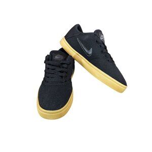 Nike SB Check Canvas Youth Sneakers Black/Black-Gum Light Brown Size 4Y